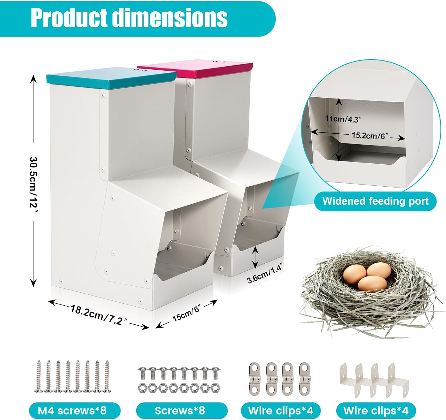 10L Metal Automatic Chicken Feeder Hanging Gravity Poultry Feeders Trough with Lid Chicken Grit and Oyster Shell Feeder Combo Chicken Coop Accessories Supplies for Strong Eggs Poultry
