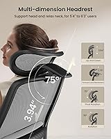 Vista 7 de ProtoArc Silla ergonómica de oficina – EC200 Silla de escritorio de malla con respaldo alto para computadora con soporte lumbar, reposacabezas