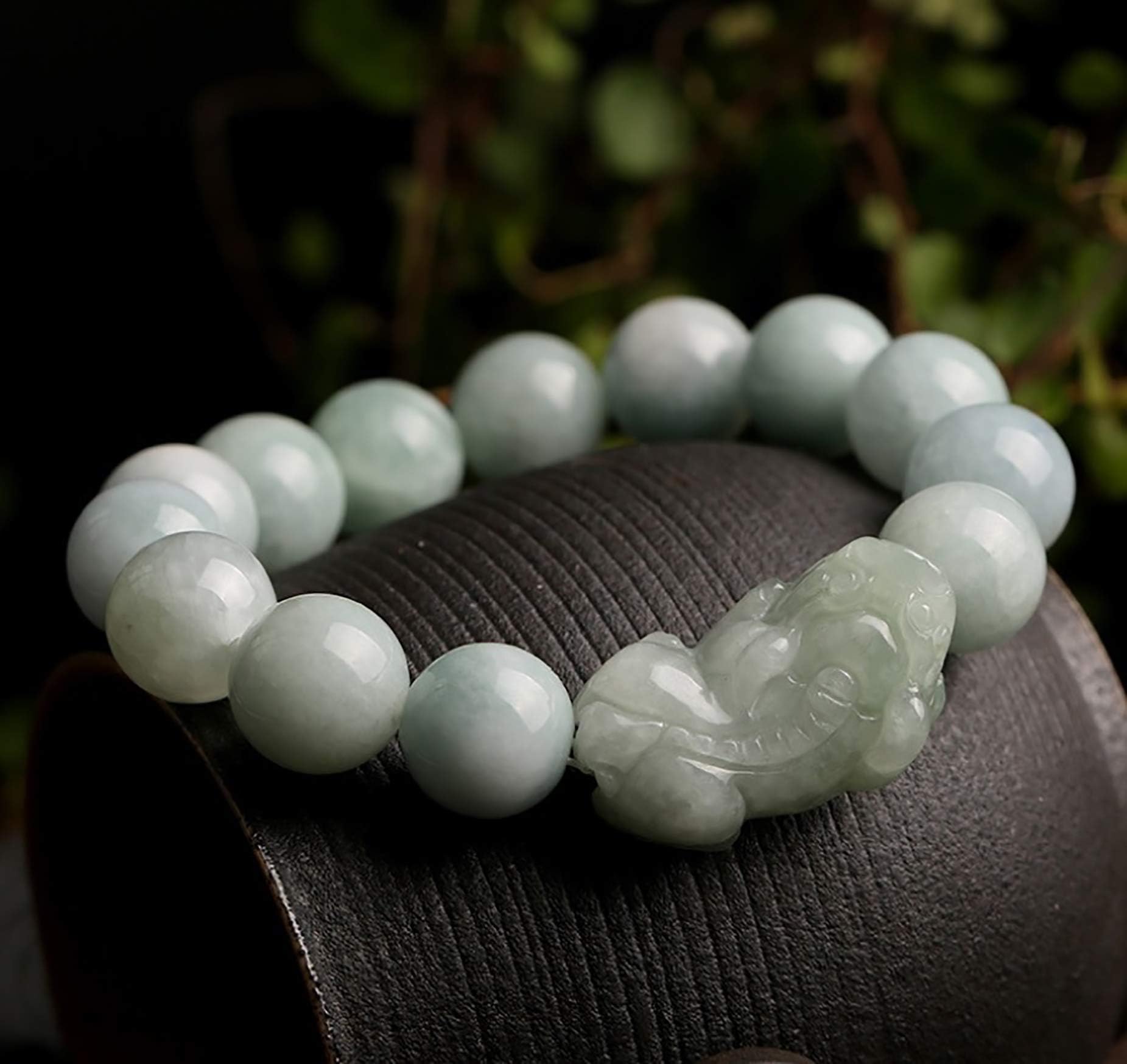 DeykhangDeykhang Feng Shui Wealth Amulet Genuine Jade Pixiu Piyao Bracelet Waxy Fei Cui Jade Lucky Charm Jade Bangle Healing Chakra Talisman Crystal Bracelet for Money Good Luck