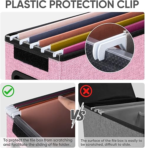 Miniatura 256 de BALEINE - Caja organizadora de archivos con tapa, organizador de carpetas plegable con riel de plástico, caja para carpetas colgantes para Gris