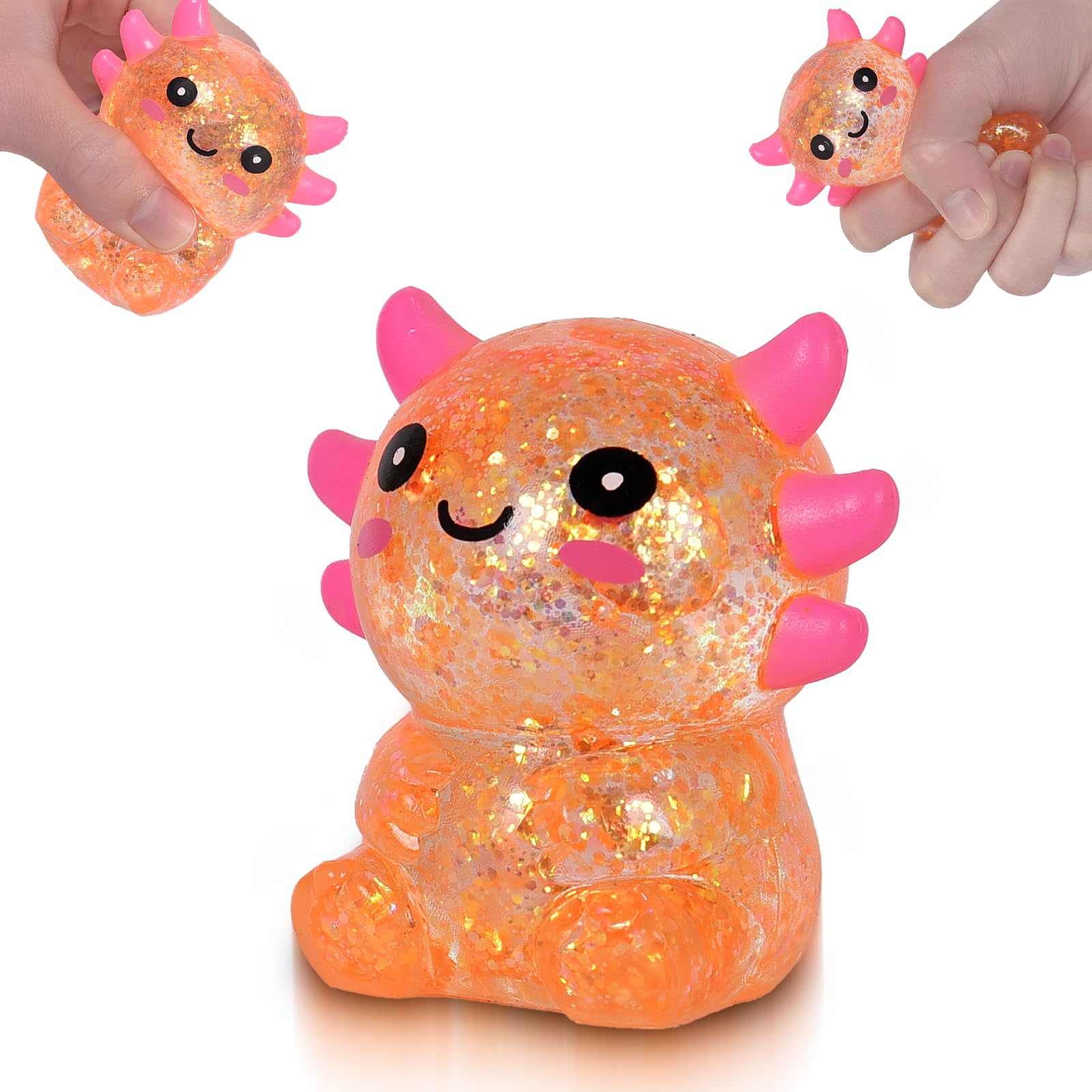 Puffwize Axolotl Squishy Toy, Cute Slow Rising Fidget Toy for Stress Relief, Soft Squeeze Sensory Toy for Kids and Adults, Handheld Stress Ball for Anxiety and Focus Sitting Posture Axolotl(Orange) — image 1