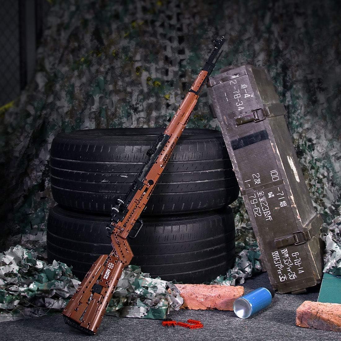 Kar Zestaw konstrukcyjny do karabinu 98K, 1206 elementów, zestaw do budowania, karabin snajperski Mauser 98K z funkcją strzelania, zabawka karabin snajperski dla dorosłych, dzieci, nastolatków
