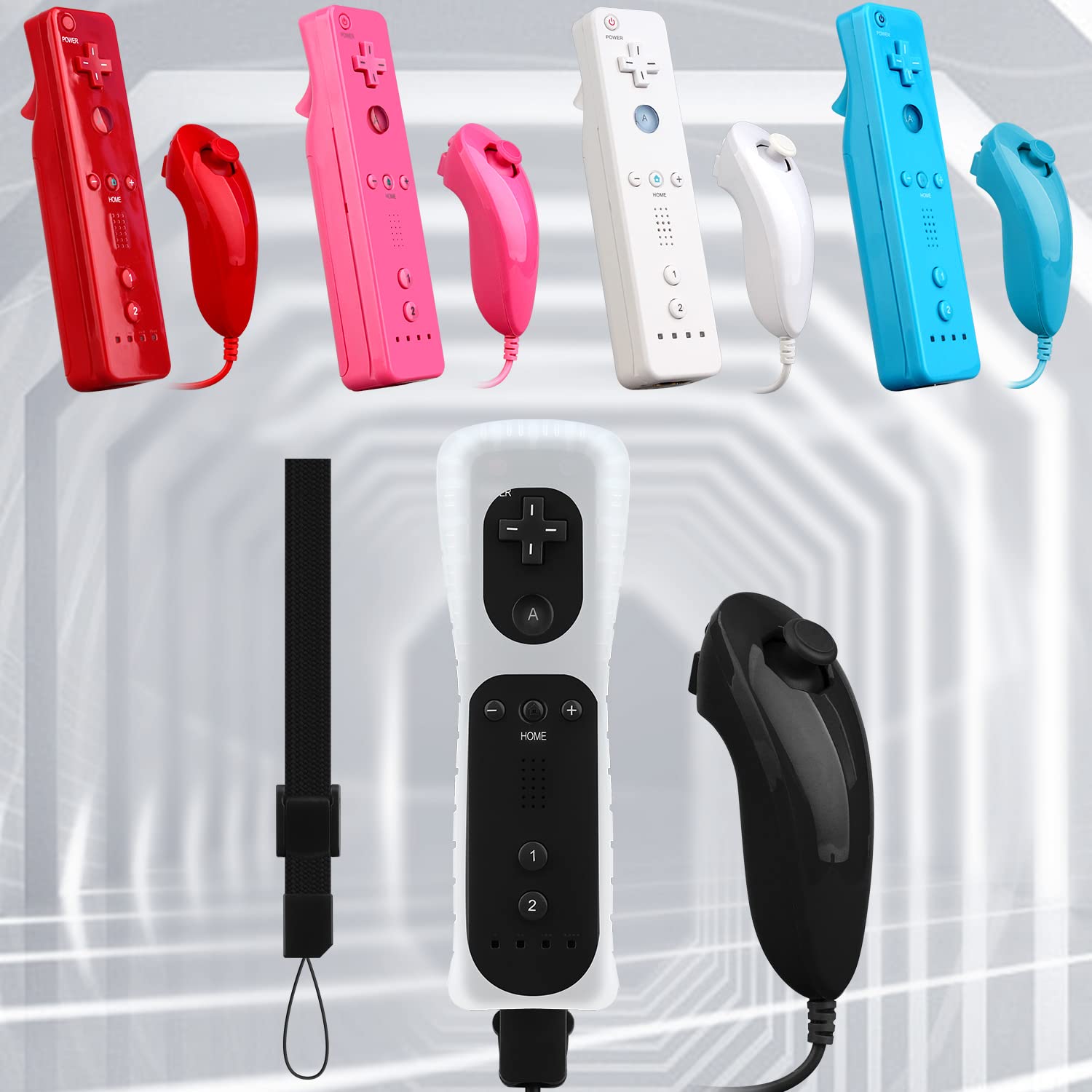 OSTENT Telecomando per sensore di movimento + Wired Nunchuck Combo compatibile per console Nintendo Wii Colore nero