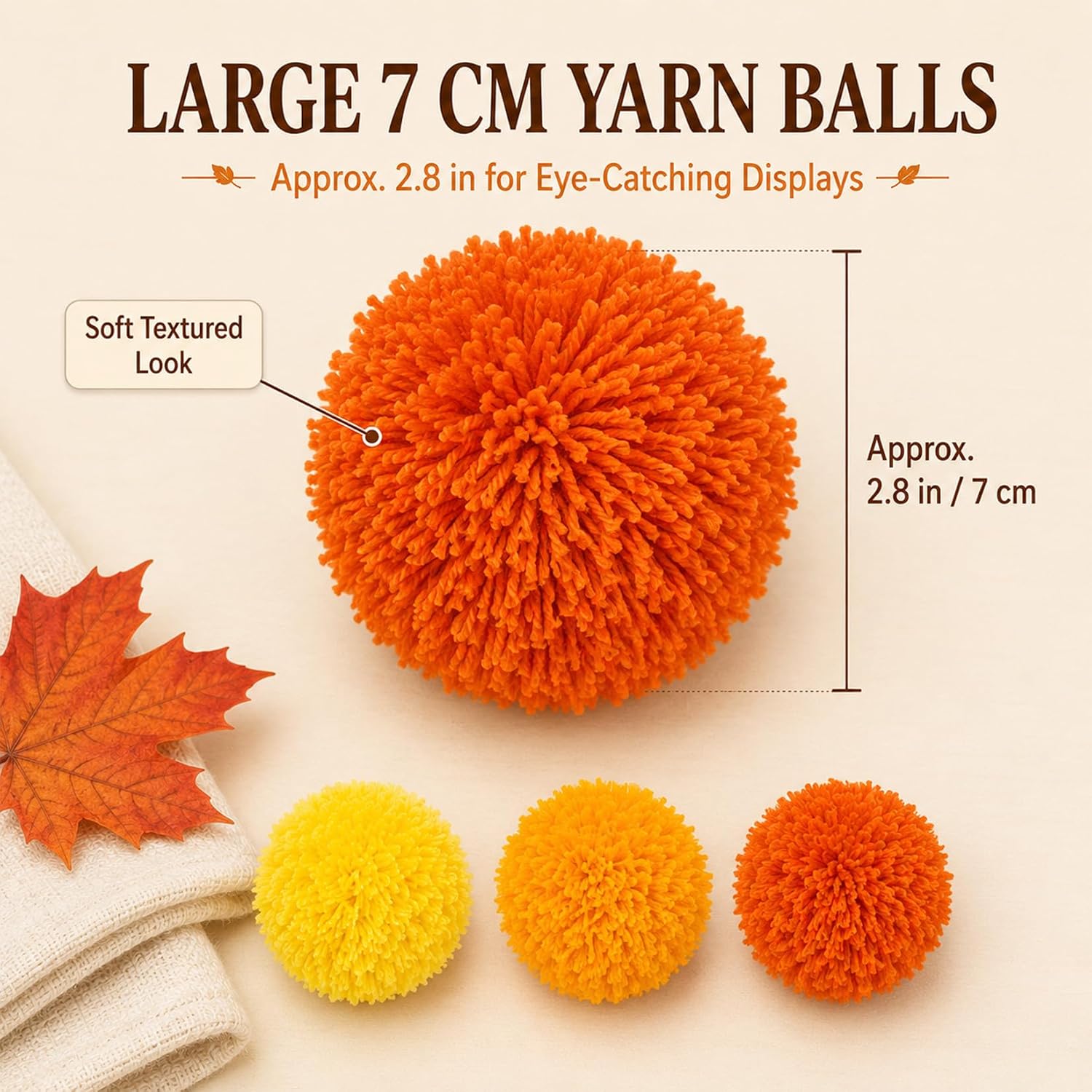 RAINFLOW 20 PCS Yarn Pom Poms for Crafts – 3 Inch Large Craft Fuzzy Pompoms