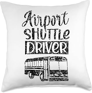Transfer Shuttle Driver Transport Job Airport Shuttle Driver Bus Service Driving Throw Pillow, 18x18, Multicolor