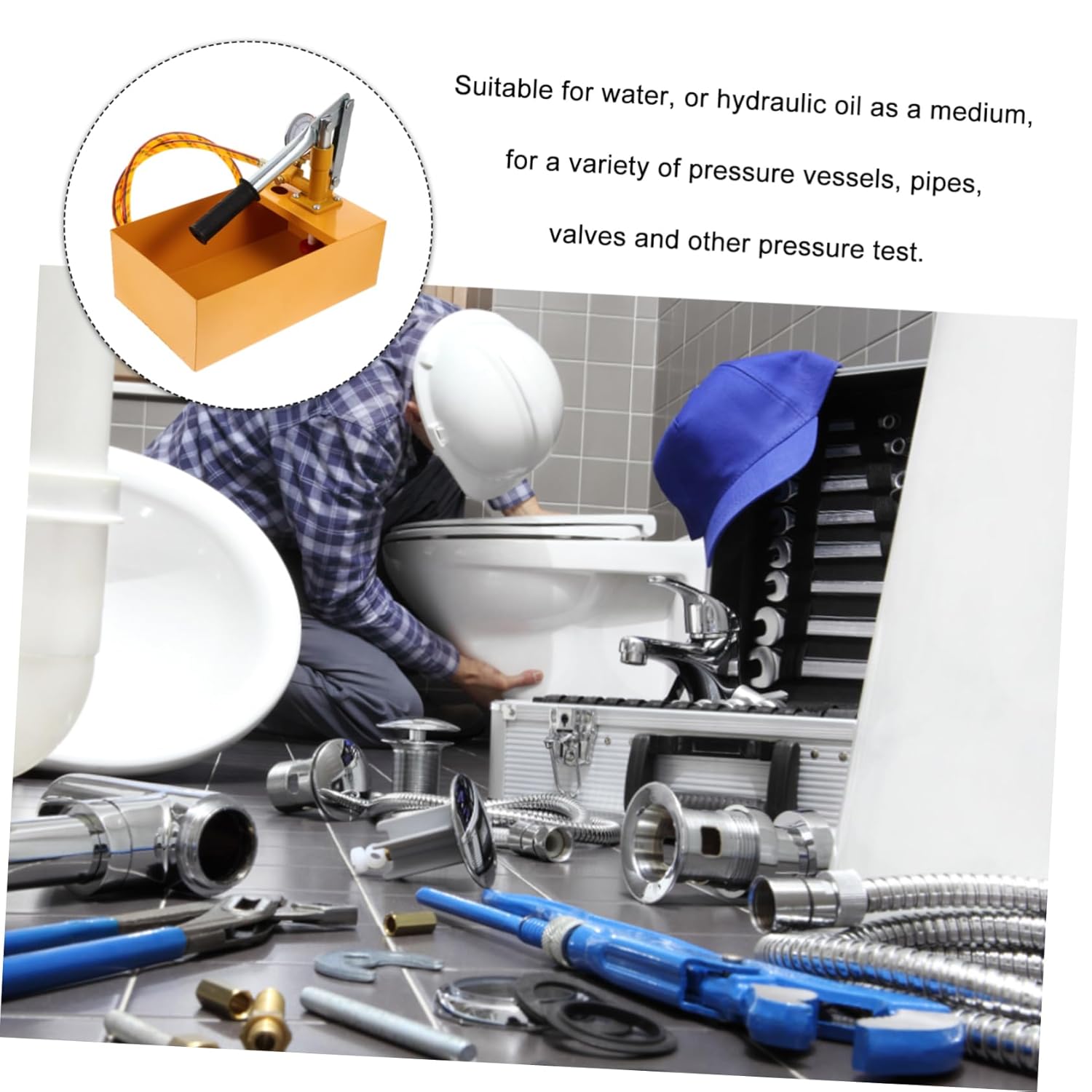 TIDTALEO 40KG Hand Pump Pressure Test Tool Hydraulic Water Pressure Tester Random Tube Color for PPR Pipes and Voltage Gauge