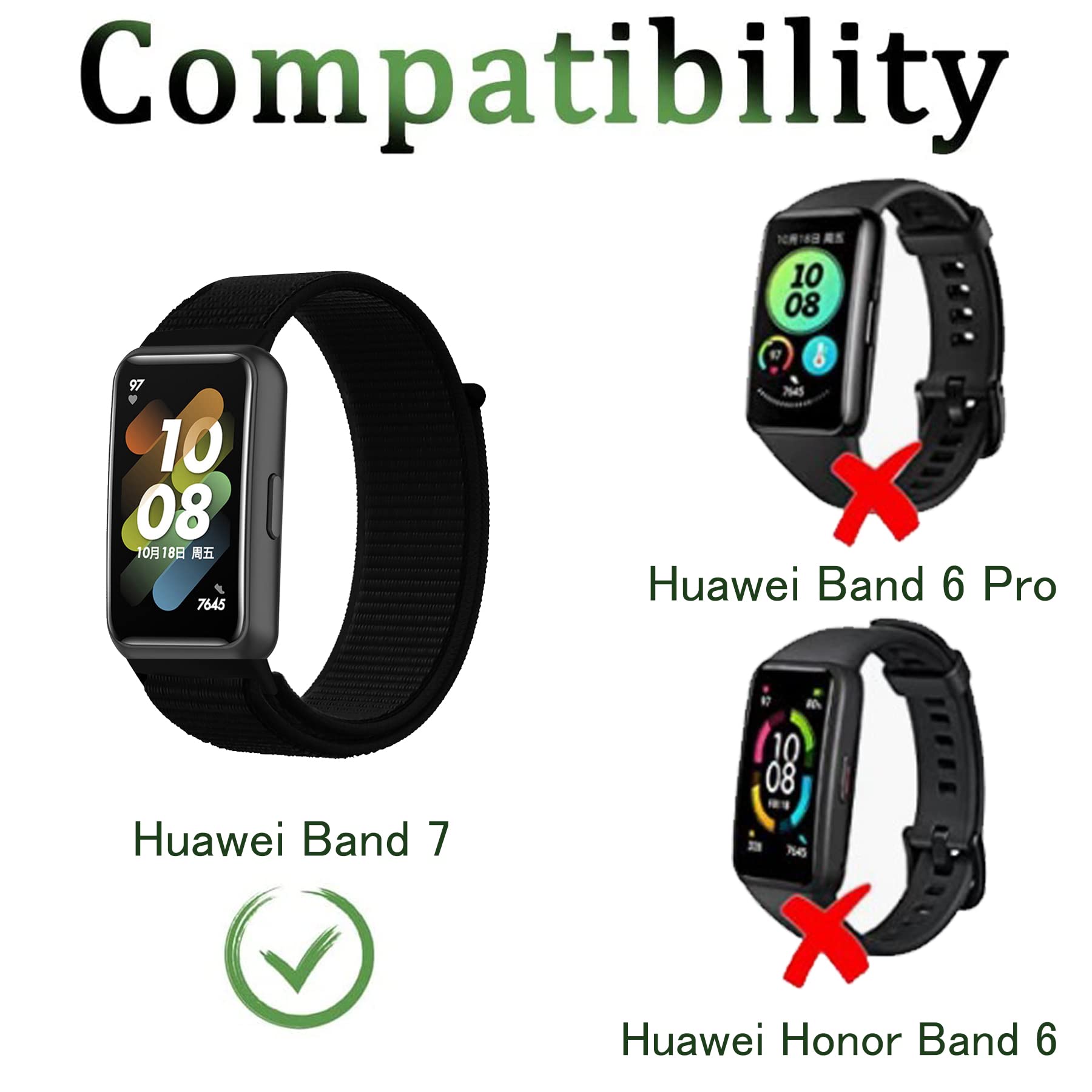 Keecuty Pack of 2 Smartwatch Replacement Bands, Nylon Wristbands for Huawei Band 7 - Image 2