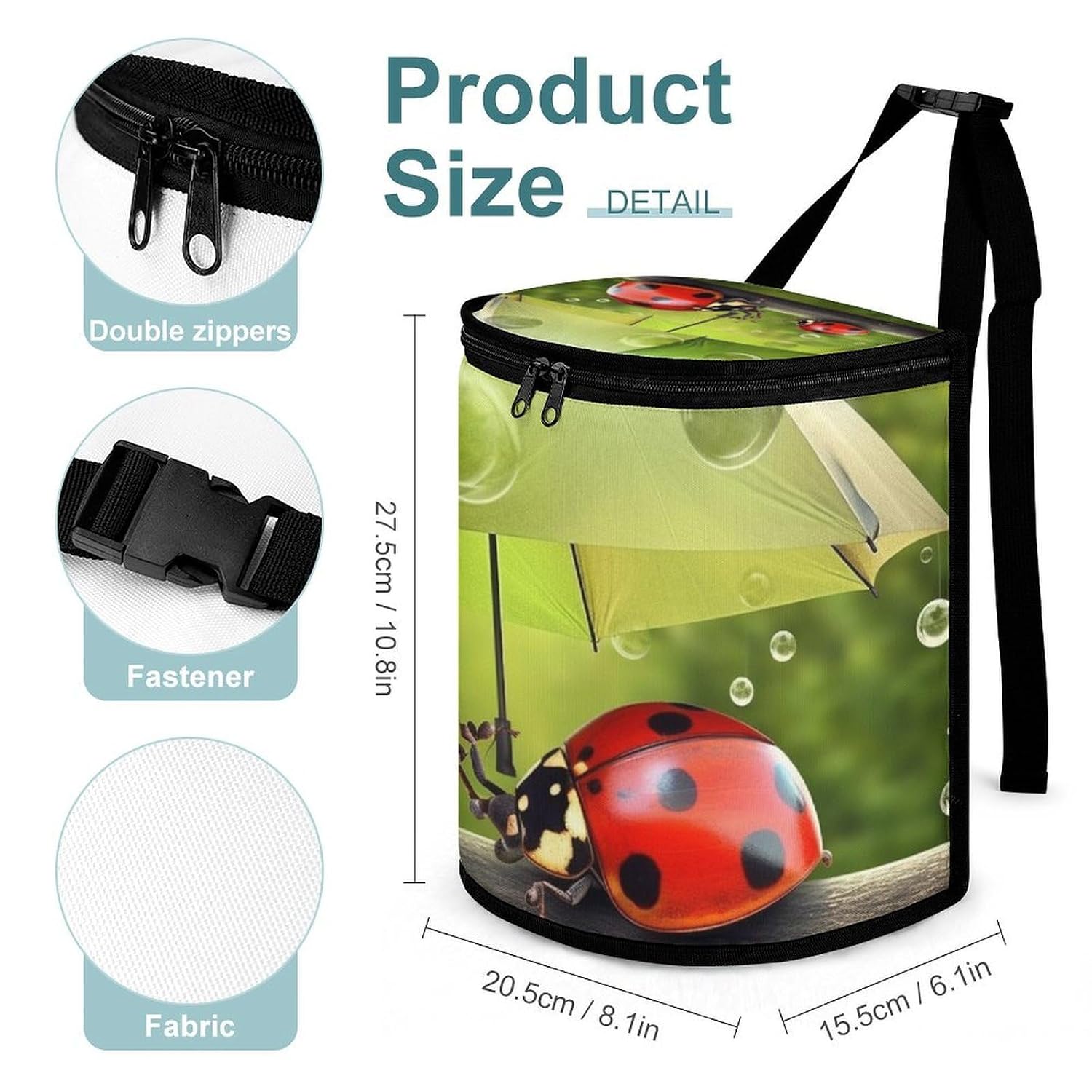 Funny Ladybug Holding Umbrellas Car Trash Can with Lid Large Capacity Hanging Auto Trash Bin Leak-Proof Waterproof Trash Bin Cars Must Haves Interior Accessories image 2