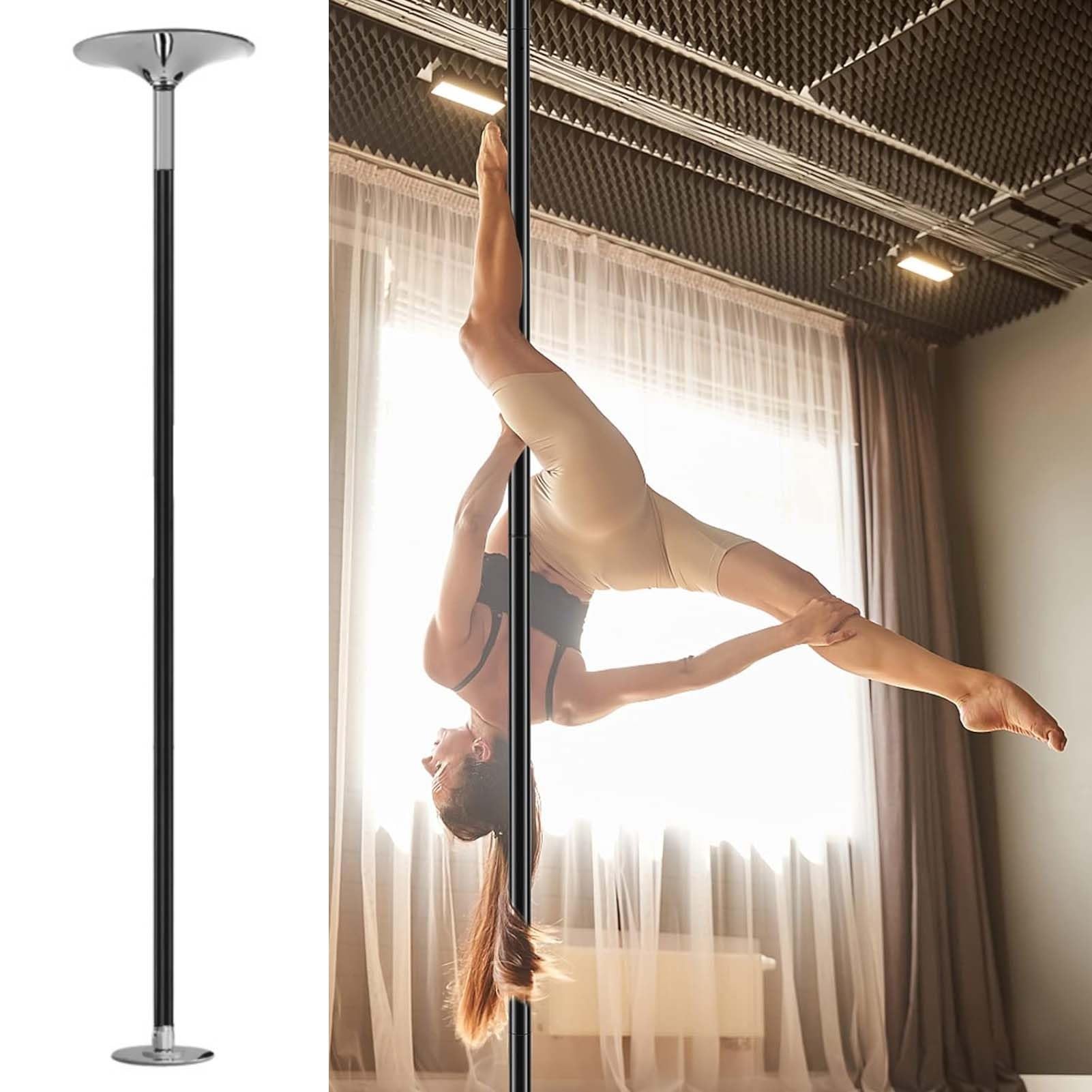 BBHW Dancing Studio Stripper Pole 7.5-12.3ft, Silicone and Steel Spinning Rod, Professional Dance Pole for Apartment/Gym/House, Easy Setup (Size : 2.7M-3.13M (8.9FT-10.3FT))