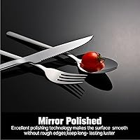 Vista 6 de KINGSTONE Juego de cubiertos de 48 piezas con cuchillos para carne, juego de cubiertos para 8, juego de cubiertos de acero inoxidable para mesa