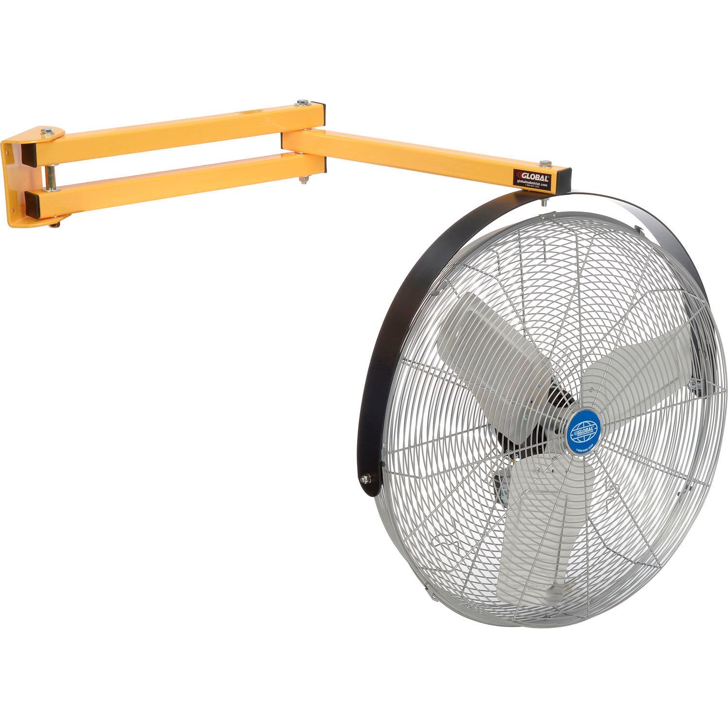 24" Double Arm Loading Dock Fan by Global Industrial – Large, Metal, Yellow, Model 292747