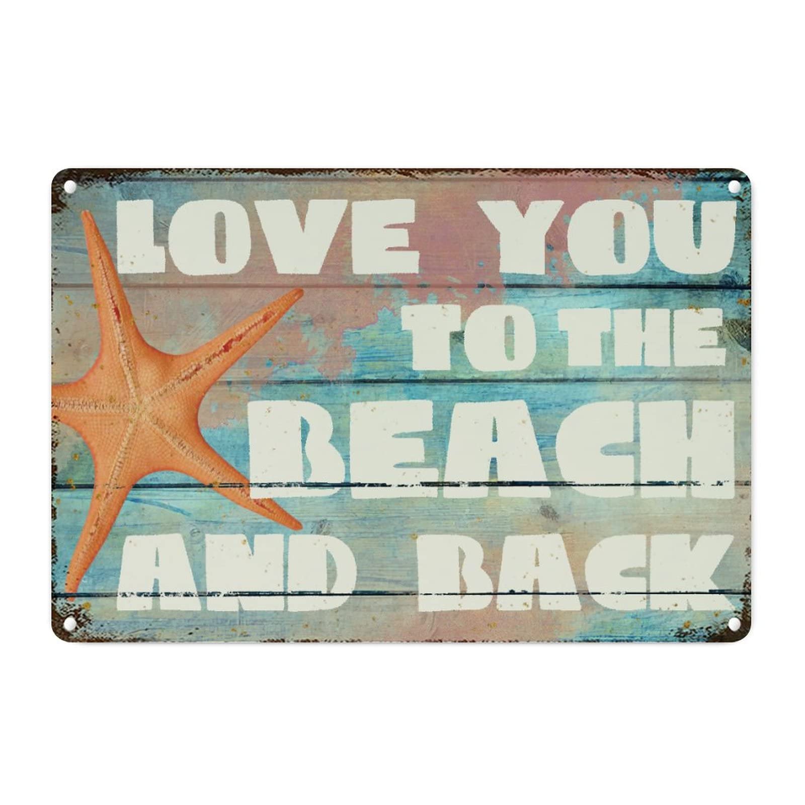 Plaque murale en métal Love You To The Beach déclaration rétro