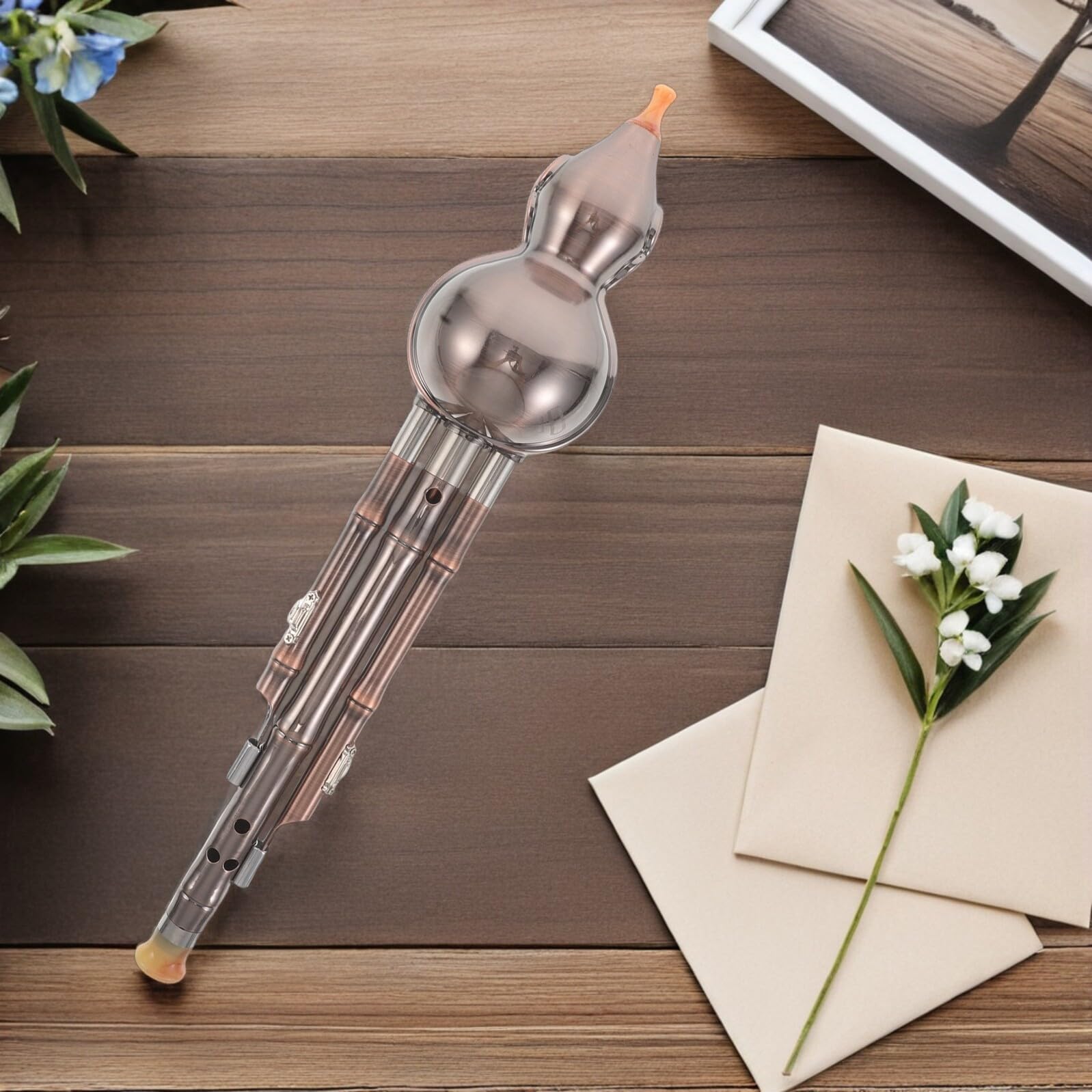 GALPADA Hulusi Flute in B Key Professionale Flauto Zucca Cinese con Triplo Tono Strumento Musicale Portatile per Studenti Pratica e Festival Tradizionali