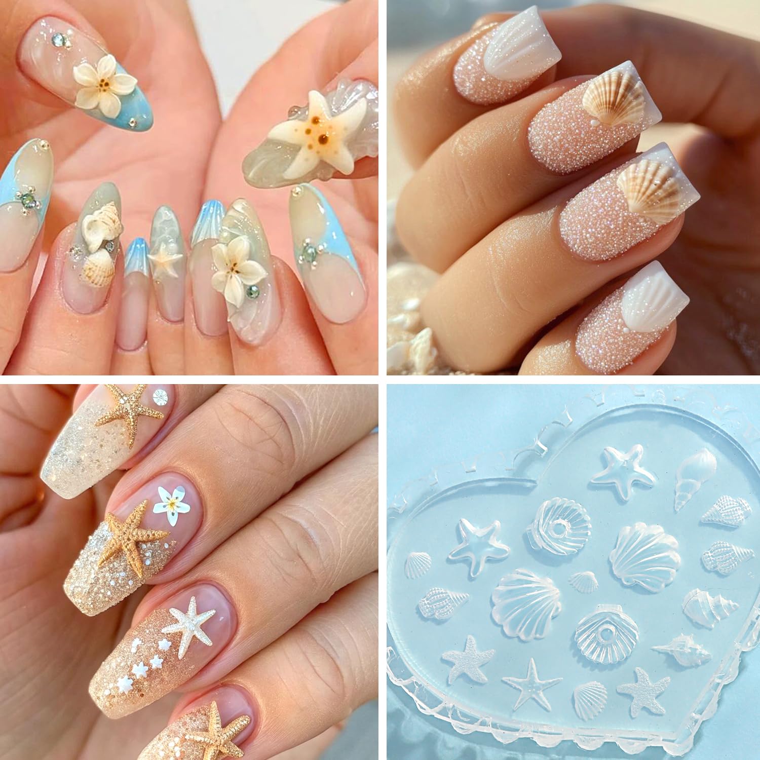 Zestaw silikonowych form do zdobienia paznokci, 3 szt., 3D Plumeria, kwiat i ocean, muszla z długopisem, przezroczyste formy do zdobienia paznokci, narzędzia do manicure, formy para Uñas