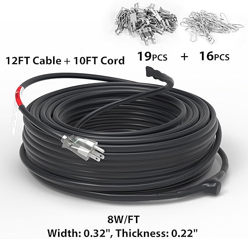 Miniatura 27 de HEATIT Cable calefactor de techo y canaletas de 36 pies con enchufe iluminado de 10 pies, cinta térmica resistente, 120 V 8 W/pies