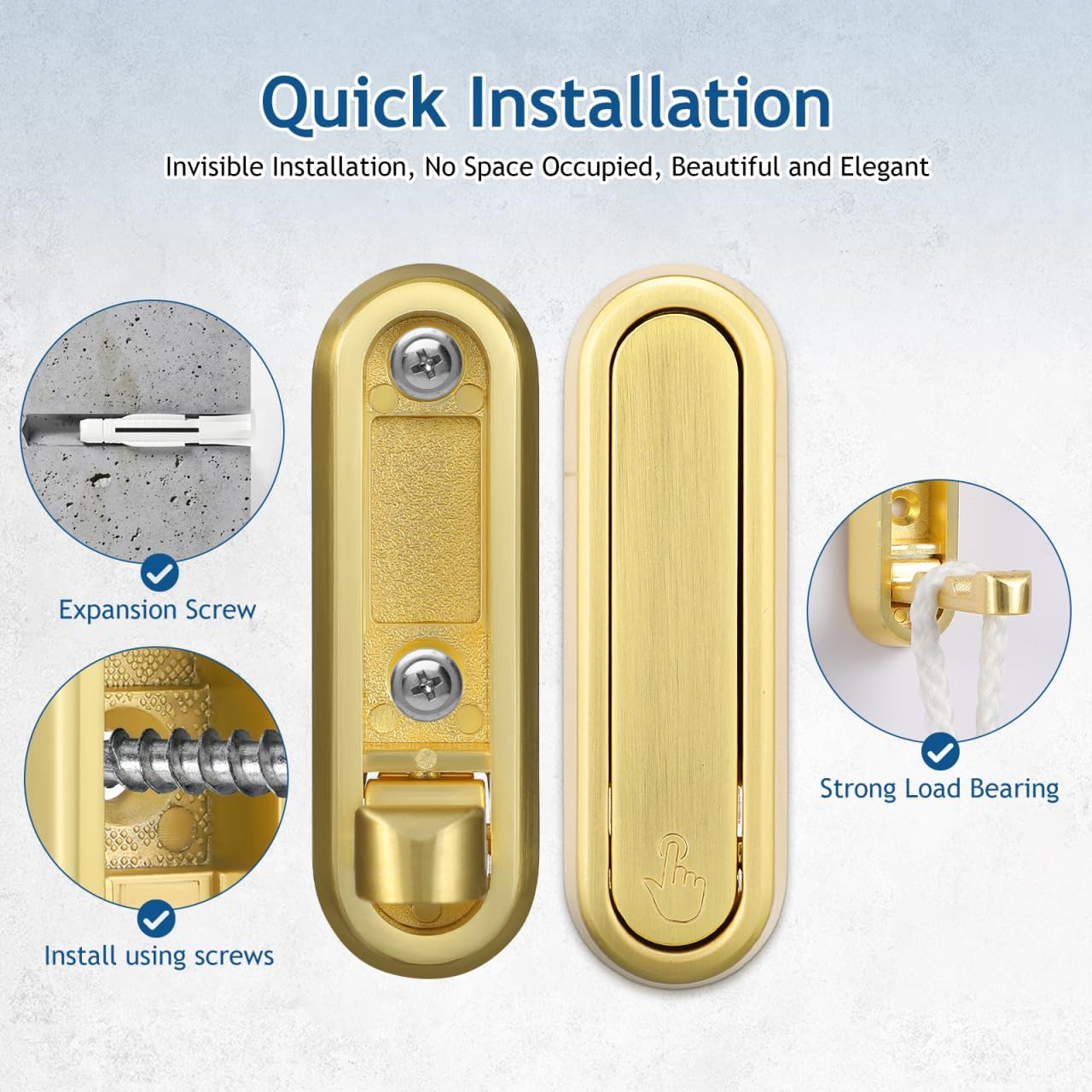 iplusmile 4 Pack Foldable Wall Hooks, Zinc Alloy Invisible Coat Hook for Hanging, Brushed Gold Retractable Towel Hanger, Space Saving Metal FoldingHooks for Backpack Purse Closet