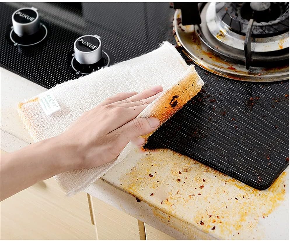 10pcs Mixed Color Cleaning Cloth Washing Dishs Kitchen Supplies Side Absorbent Dishcloth Soft Tool