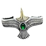 Silver Handmade Eagle Bangle Natural Emerald Wild Eagle Bracelet Adjustable Bangle 925 Sterling Silver Cuff-Style Bangle's