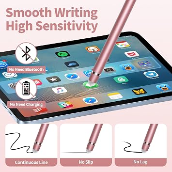 5 Pack Stylus Pen for Touchscreen, Dual Ended Fiber Tip