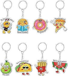 8 pcs Funny Theme Keychain-Fruit Food,Cute Theme Keychains Set,Cute Keychain Party Favors,For Kids Prize Gift