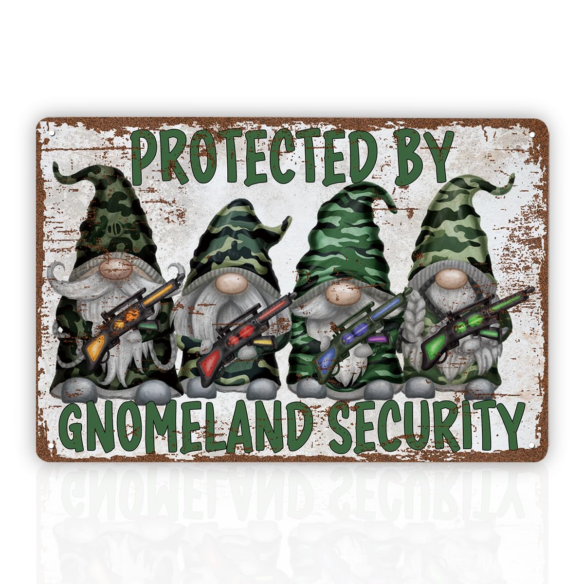 Gnomeland Security Gnome Tin Sign, 11.8x7.9in Yard Decor