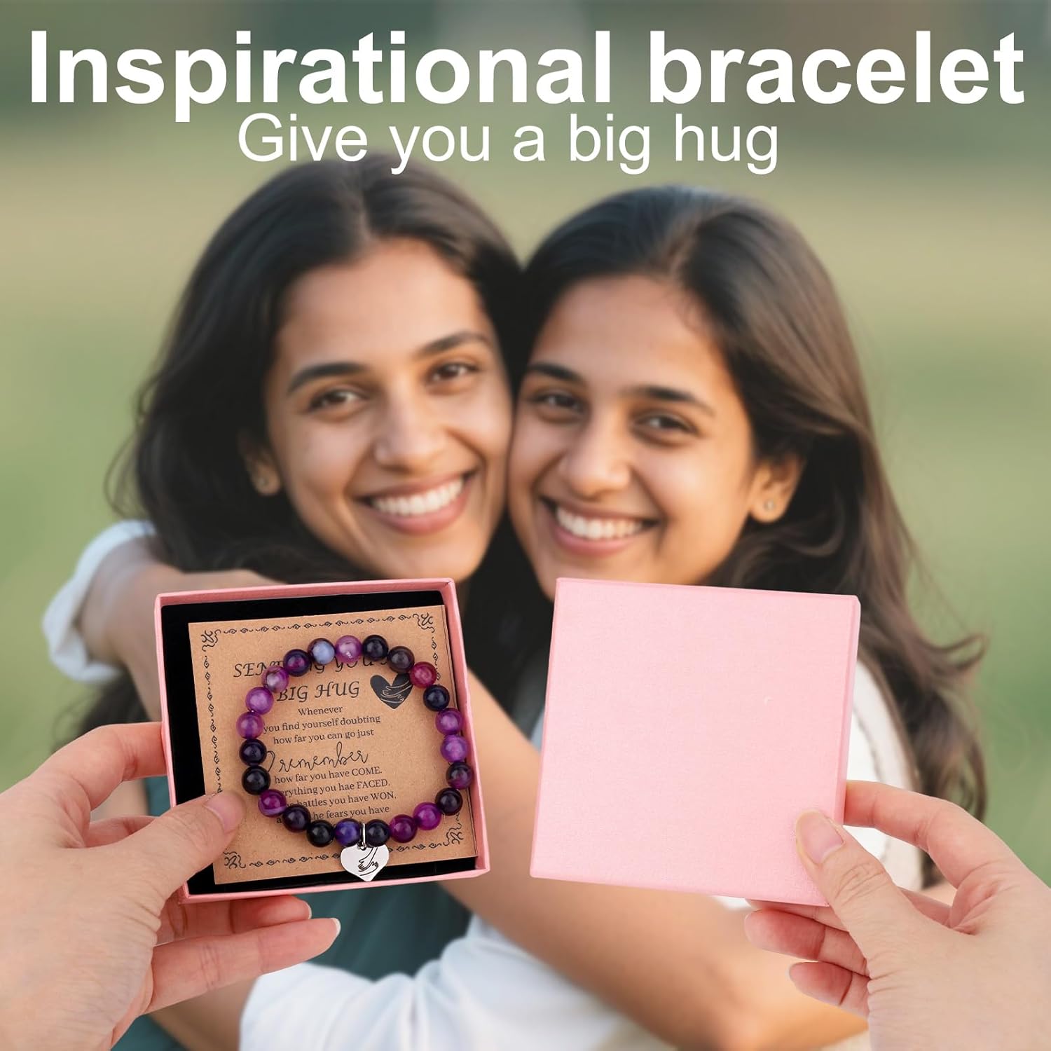 Amethyst Bracelet for Women, Purple Adjustable Natural Stone Crystal Beaded Bracelet with Charm Inspirational Get Well Gift Jewelry for Surgery Recovery - Image 6