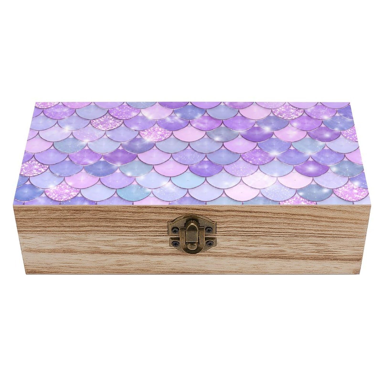 HLBSDM Mermaid Scales Wooden Storage Box