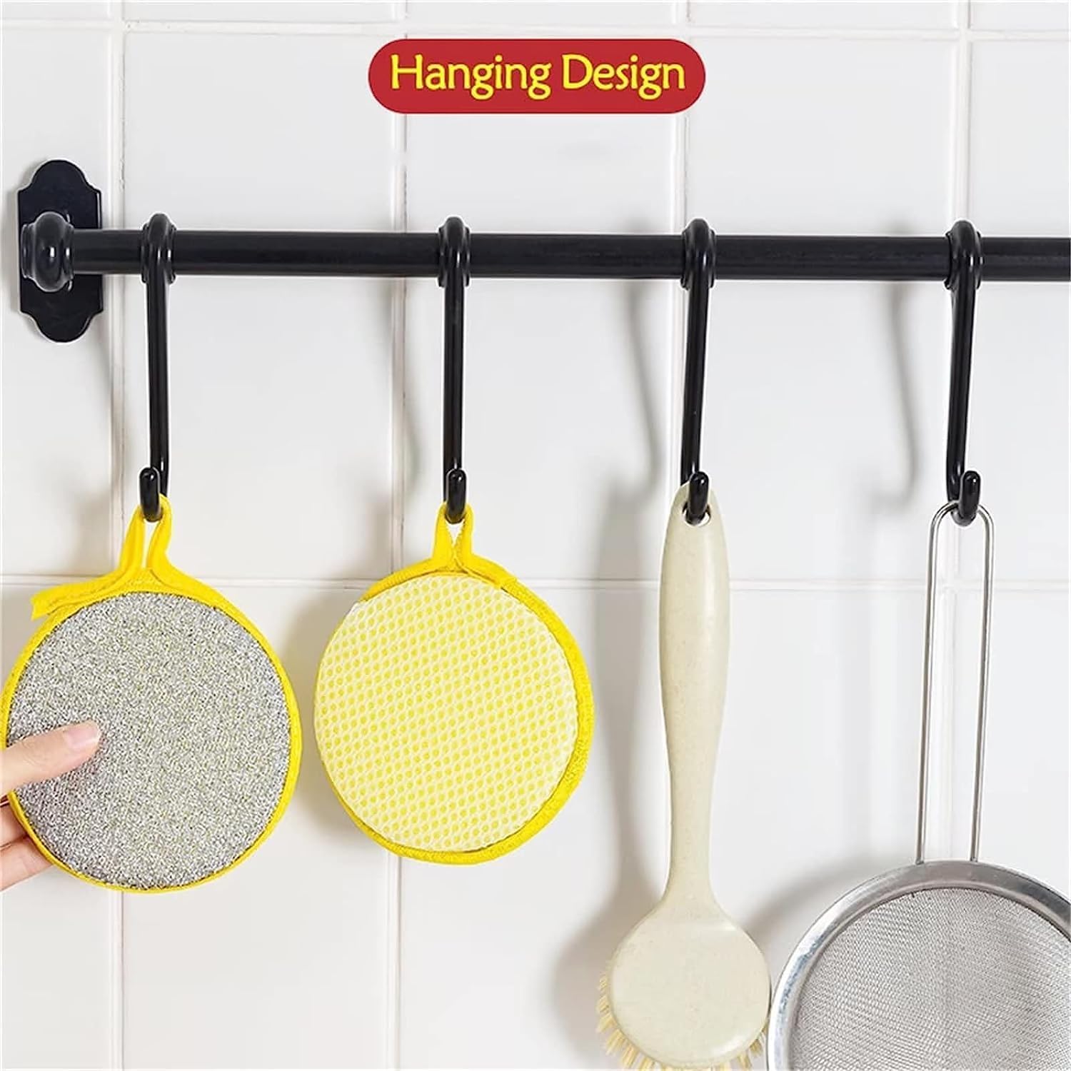 ATETO 2 in 1 Dish Scrubber, Double Side Dishwashing Scrub, Microfiber Cloth Magic Sponge Dishwashing Sponge Cleaning Kitchen Tools, Hard Surface, Cleaning Supplies, (Pack of 1) 4