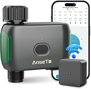 AnseTo WiFi Water Timer for Garden Hose Timer with WiFi Hub,Smart Sprinkler Timer Compatible with Alexa and Google Home Remote Control Irrigation System for Outdoor Irrigation Timer with Rain Delay