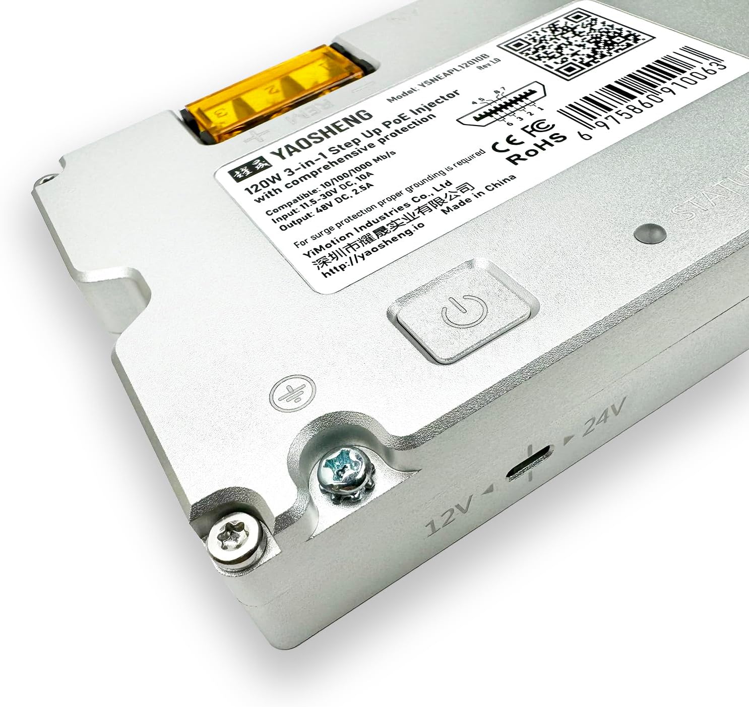 120W 3-in-1 Step Up PoE Injector with Comprehensive Protection for Standard Actuated Starlink