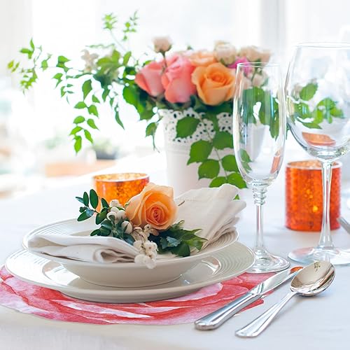 Miniatura 4 de Teling Paquete de 100 manteles individuales desechables florales rosas de 13 pulgadas para primavera y verano, manteles individuales de papel para