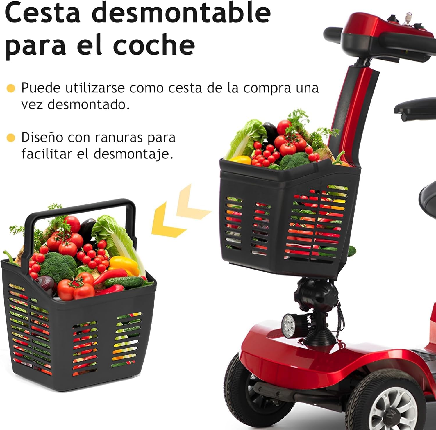 Scooter De Movilidad Eléctrico para Personas Mayores,Scooters De Movilidad Plegables,Triciclo Eléctrico,Scooter De 3 Ruedas,Viene con Batería,Cargador Y Cesta De Almacenami Red
