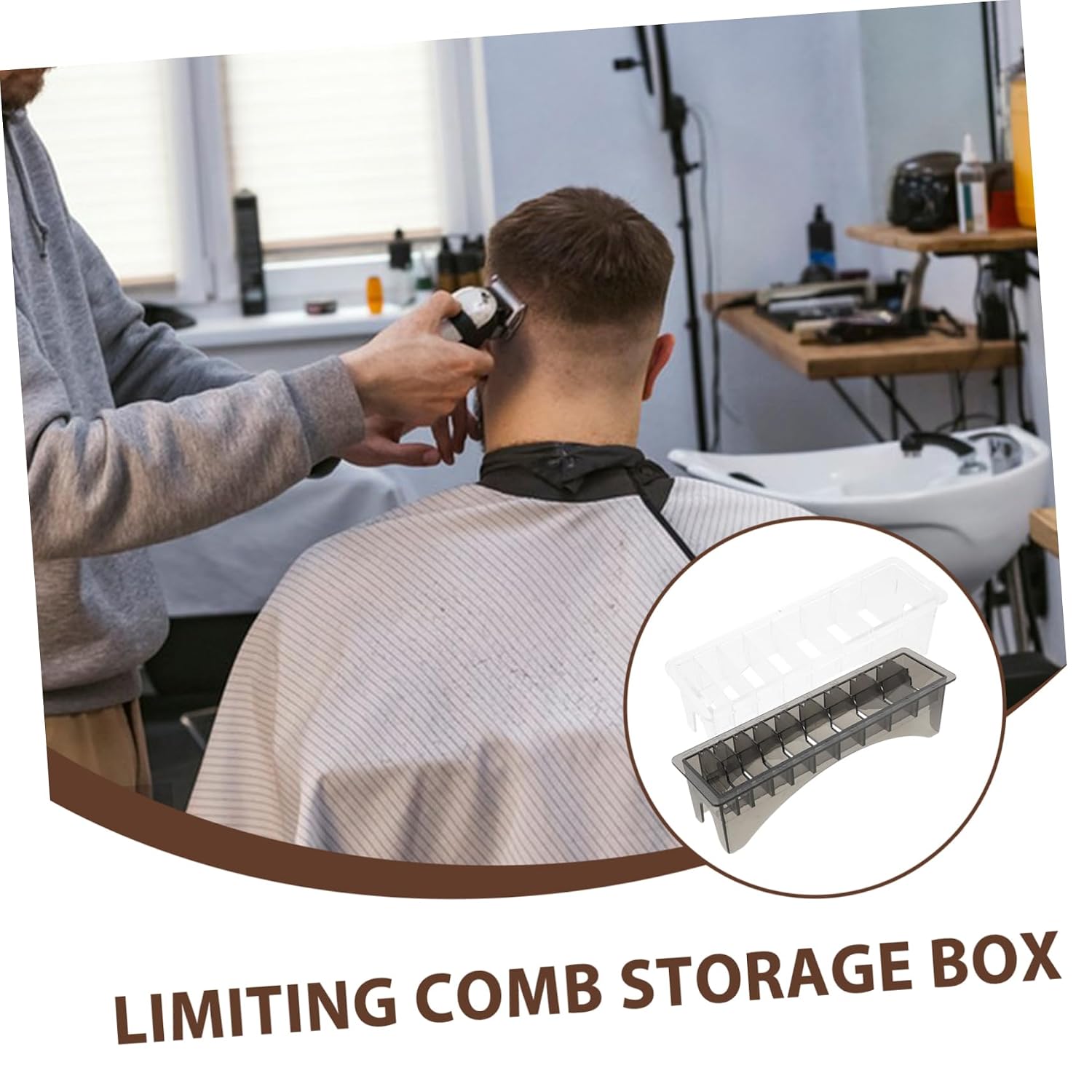 minkissy 2Pcs Hair Clipper Organizer Box Transparent Black Comb Storage Case for Barbershop Durable Material Efficient Tool Retrieval for Barbers and Stylists