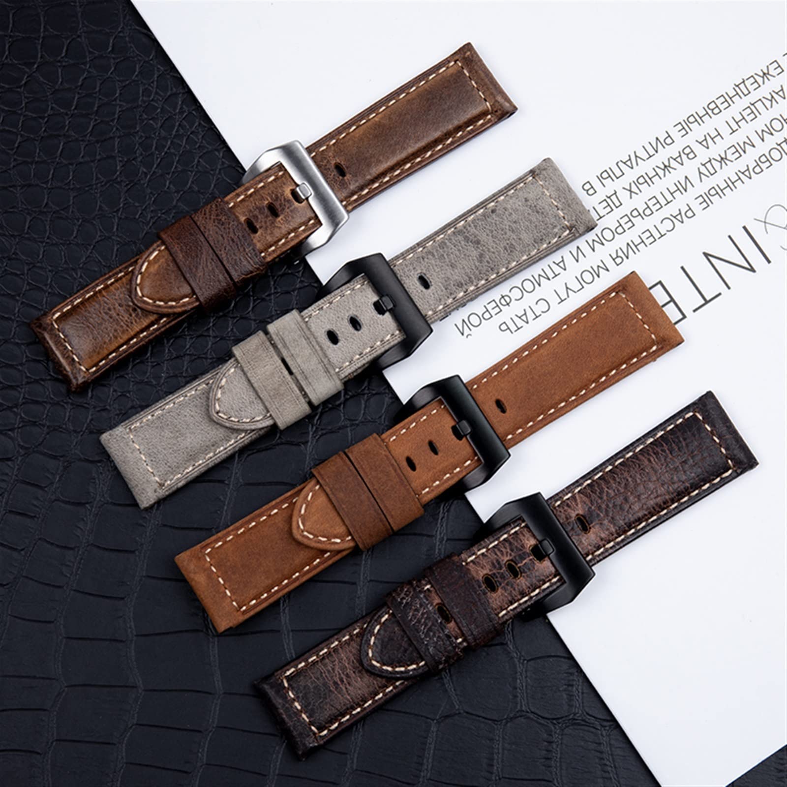 Accessori per cinturini fatti a mano Cinturino vintage retrò in vera pelle Crazy Horse da 24 mm per cinturino Panerai con fibbia ad ardiglione