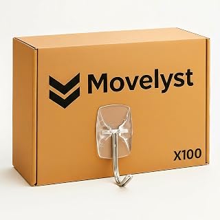 MOVELYST 100 Small Hooks+120 Removable Strips, Clear Wire Hanger Hooks, Damage-Free Utility Hooks, Heavy Duty with Adhesive Strips, No Tools Wall Hook for Hanging, Value Pack