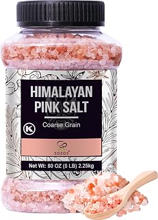 Soeos Himalayan Pink Salt, Coarse Grain, 80oz (5 Pound), Pink Salt, Kosher Salt, Pink Himalayan Sea Salt Coarse for Grinder Refill