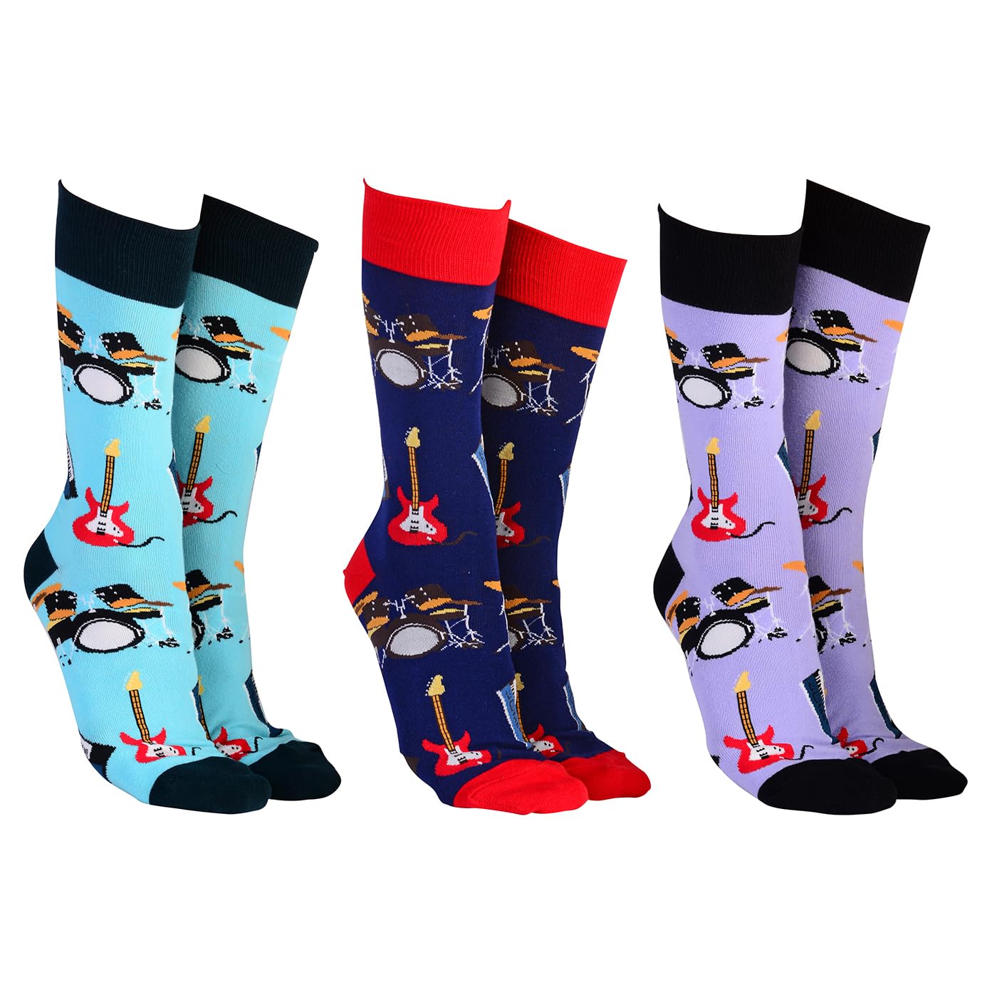 Joe Davies Sock Society Music Collection of Funky and Fun Socks - Vinyl, Guitar, Rock & Roll and More! (UK, Alpha, One Size, Regular, Regular, Rock & Roll)
