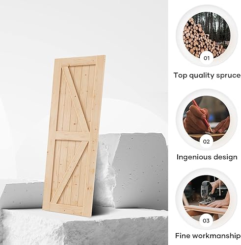 Miniatura 3 de EaseLife Puerta corrediza de granero de 32 x 84 pulgadas con kit de herrajes para puerta de granero de 5.5 pies y asa incluida, montaje de