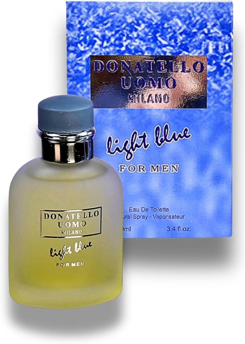 Donatello UOMO Milano azul claro para hombre Eau de Toilette 3.4 Fl. Oz. Fragancia Oz Aromática Fougere para hombre.
