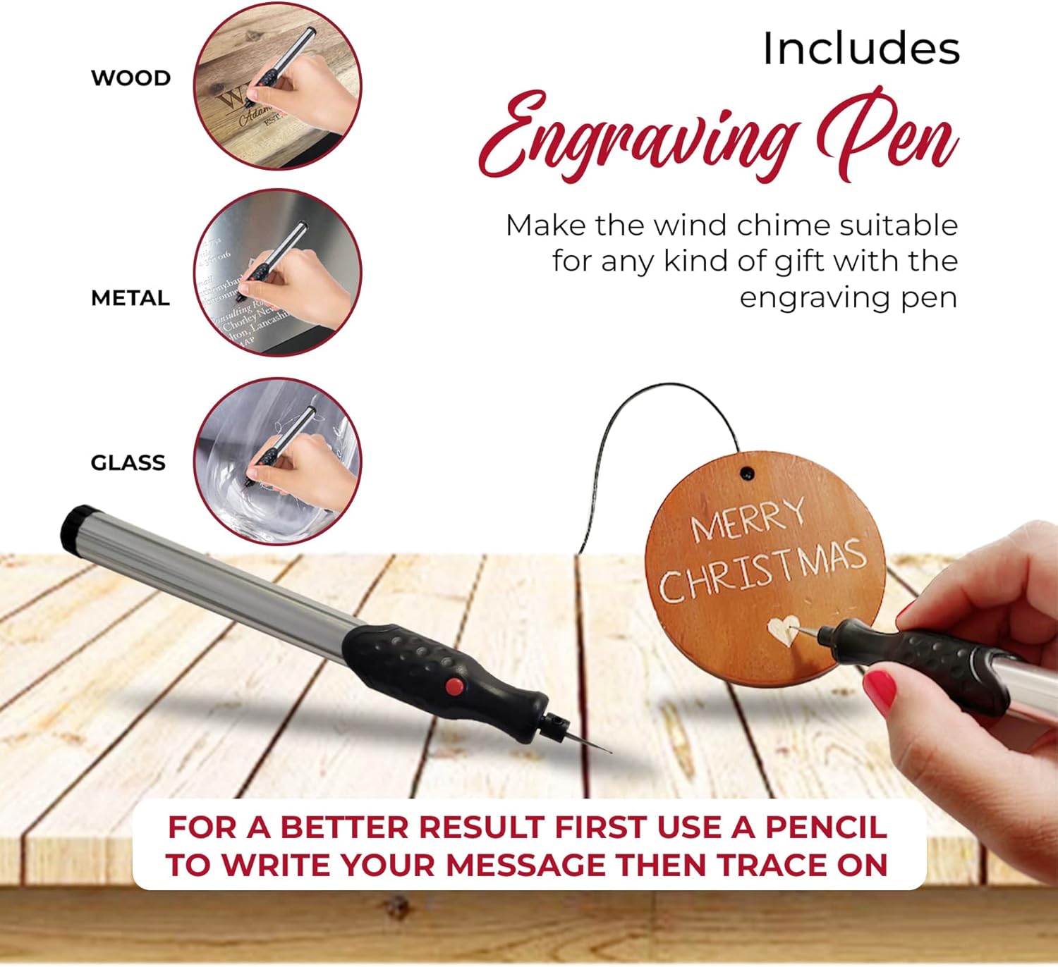 Wind Chimes for Outside Memorial Wind Chimes Include Engraving Pen, 32 Inches Sympathy Gift, Sympathy Wind Chimes for Loss of Loved Ones Great for Any Kind of Gift for Family & Friends