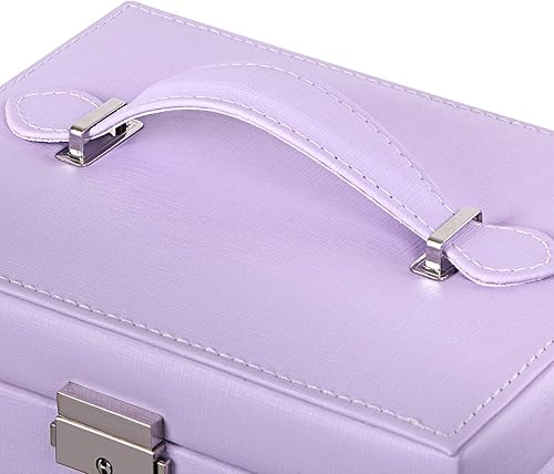 Miniatura 8 de BEWISHOME Joyero para adolescentes caja organizadora de joyas de 3 capas con cerradura estuche de viaje de joyería para mujeres y niñas cajas de