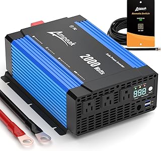 Ampeak 2000W Power Inverter 12V to 110V, 89.37% High Efficiency Modified Sine Wave Inverter with 3 AC Outlets & Dual USB, for RV Truck Camping & Home Emergency Use (4000W Peak)