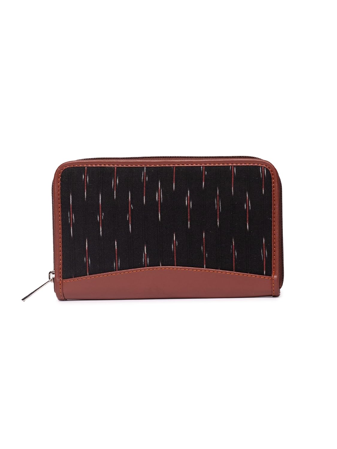 ZOUK Ikat Wallets for Women – Handmade Wallets for Females – Vegan Leather and Ikat Purse for Ladies – Clutch with Indian Print – Wallets for Mobile Phones – Ikat GreRed Print