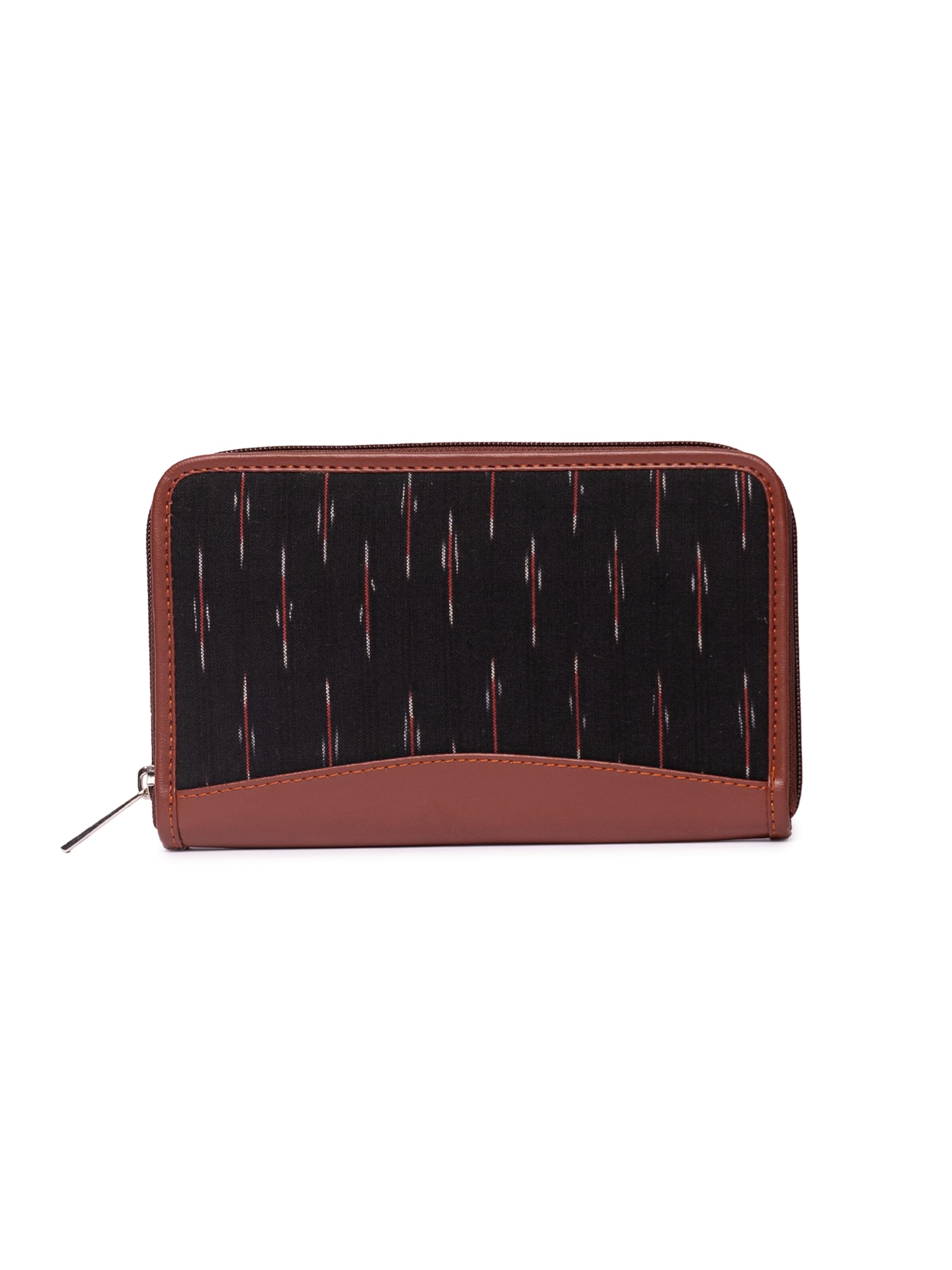 Ikat Wallets for Women - Handmade Wallets for Females - Vegan Leather and Ikat Purse for Ladies - Clutch with Indian Print - Wallets for Mobile Phones - Ikat GreRed Print