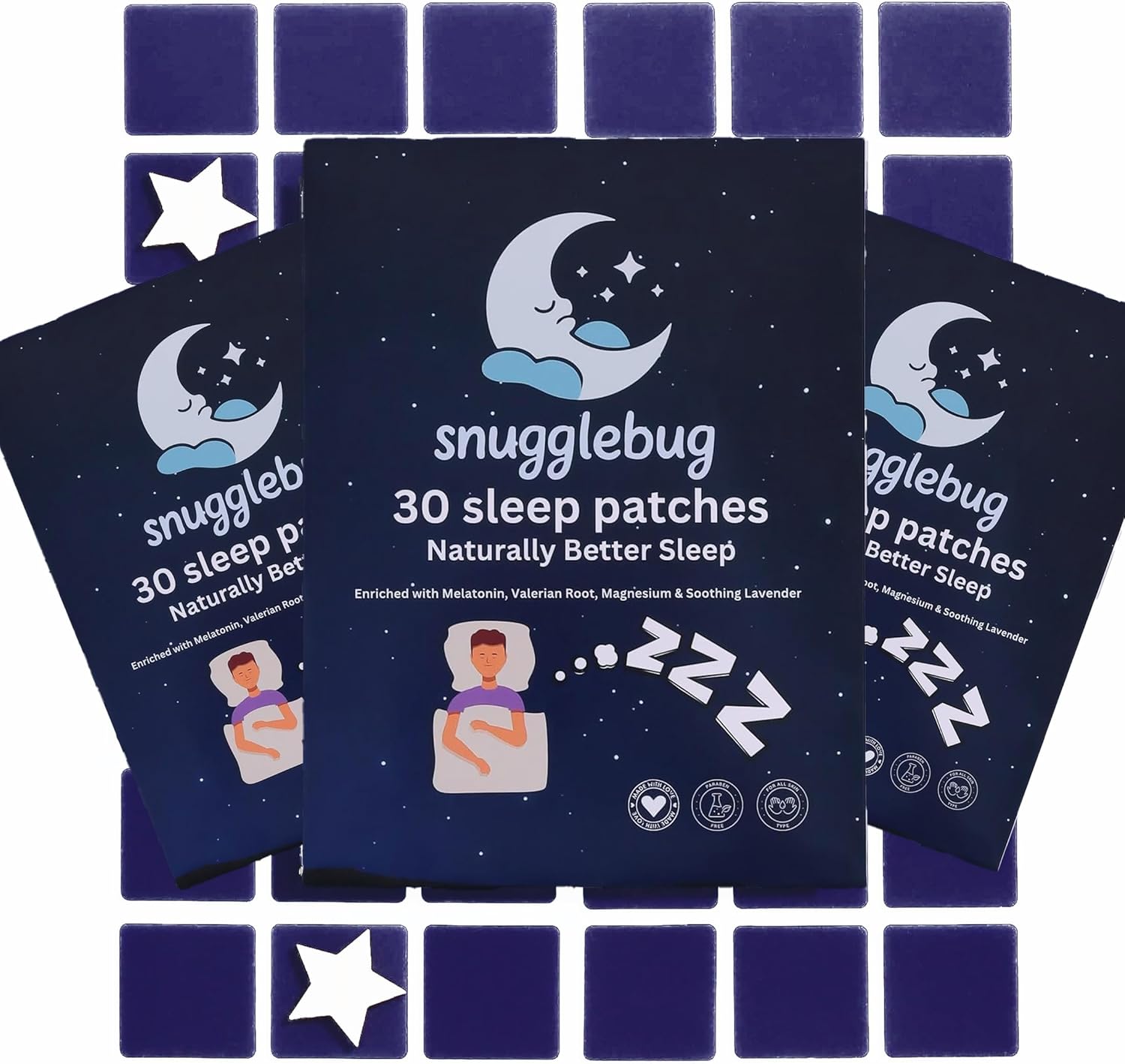Sleep Patches | Extra Strength| All-Natural Sleep Aid | UK Made, Vegan, Non-Habit-Forming | No Pills, No Grogginess | All (Pack of 3)
