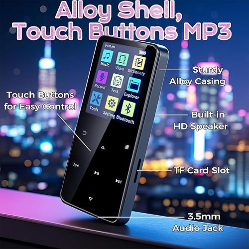 Miniatura 4 de Reproductor MP3 de 80 GB con Bluetooth Reproductor de música portátil de alta fidelidad con altavoz HD, sonido sin pérdidas, radio FM, grabadora de
