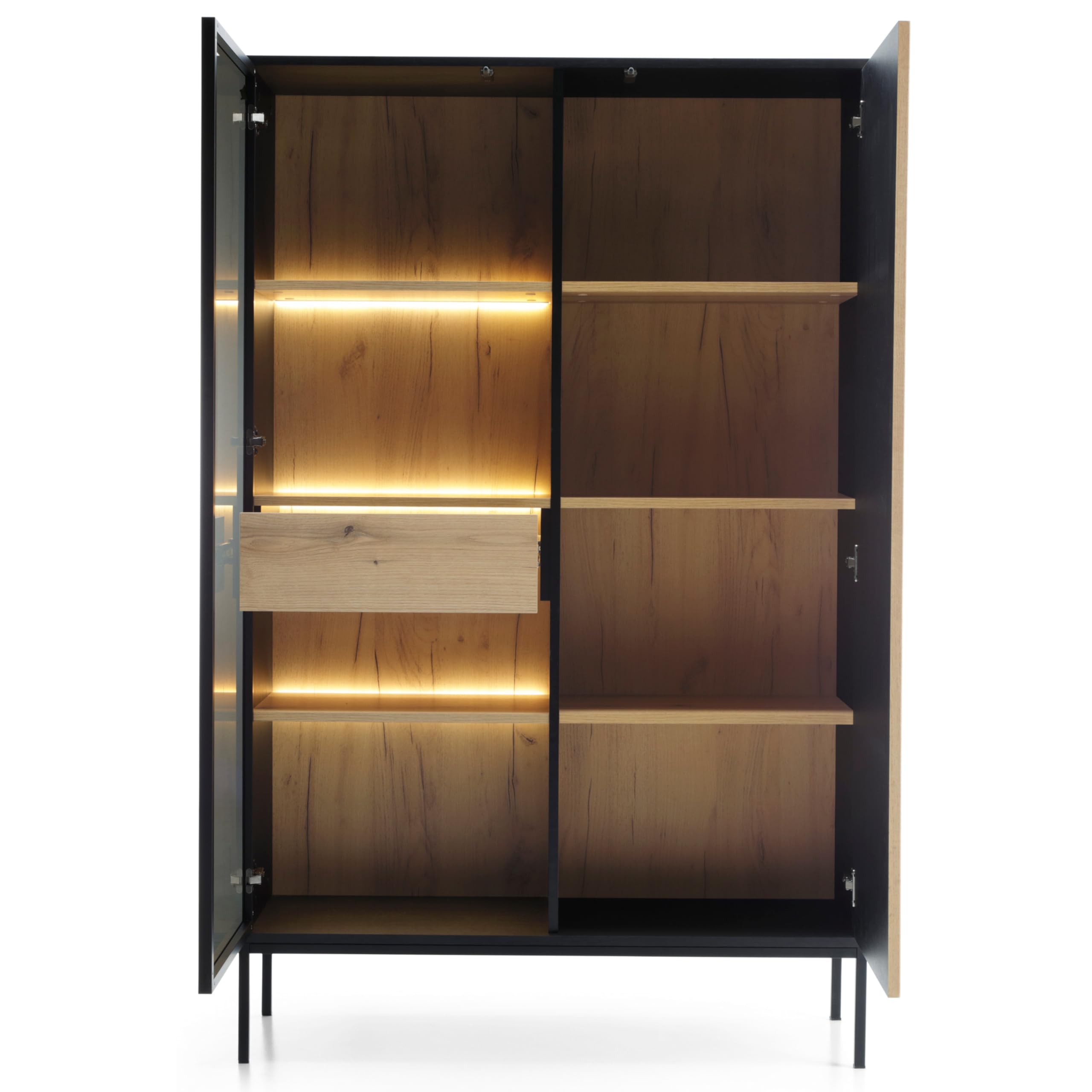 Komodee Wohnwand-Set Laval A1 Schwarz/Eiche Wotan 257x126x39 cm