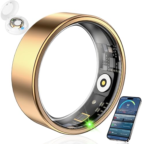 Smart Ring Fitness Tracker for Women & Men, Heart Rate, Blood Oxygen, Blood Pressure, Sleep & Step Monitor, IP68 Waterproof Health Ring, Compatible
