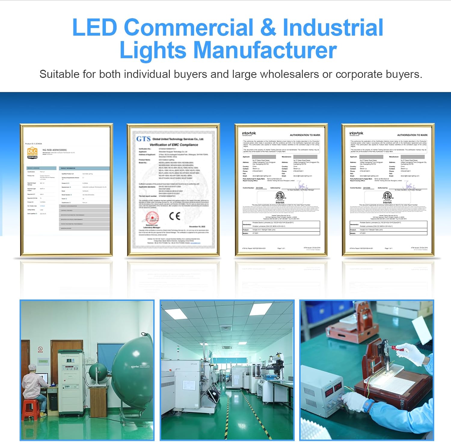 LED Temporary Work Light, LED High Bay Light, Industrial GradeCommercial Bay Lighting for Warehouse Garage Factory