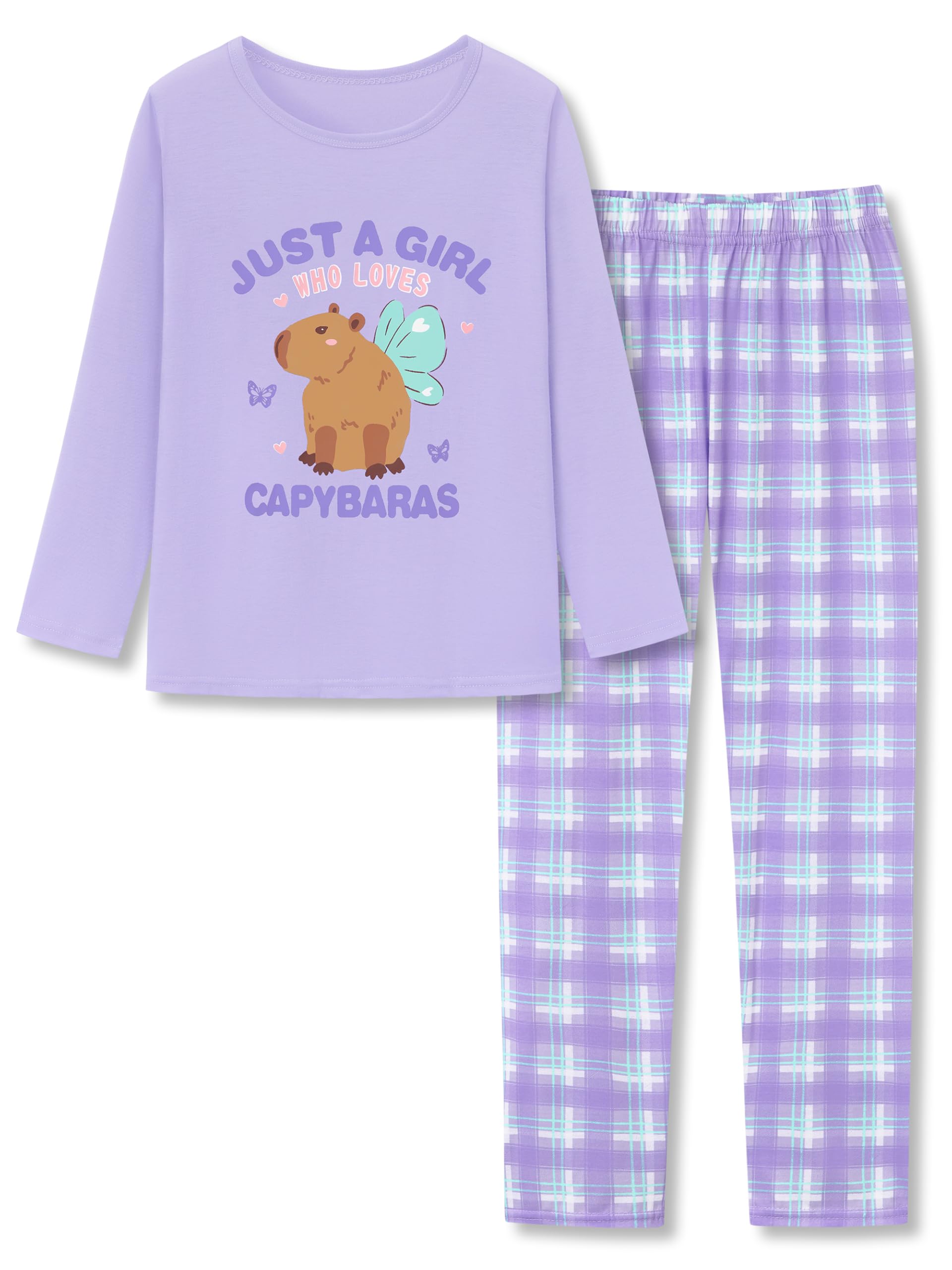 Beezizac Girls Pajamas Cute Print Short/Long Sleeve Pants Set Size 6-18